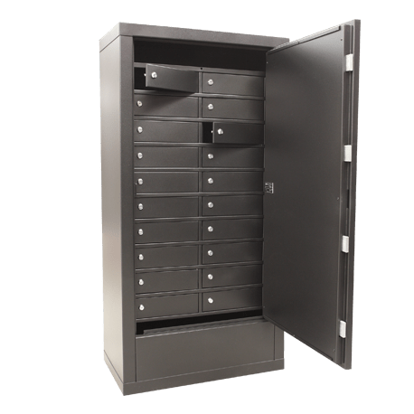 CAJA FUERTE G.I 20 COMPARTIMENTOS INDIVIDUALES CON LLAVE.