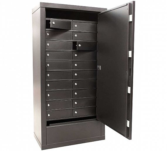 CAJA FUERTE G.I 10 COMPARTIMENTOS CON LLAVE.