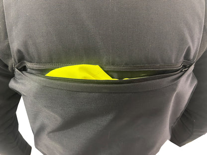 Detalle de bolsillo posterior de funda exterior convertible